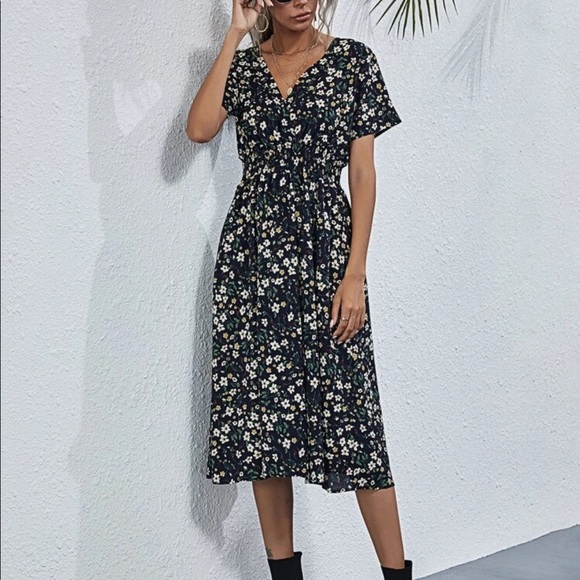 Boho floral print wrap A line dress - Picture 16 of 16